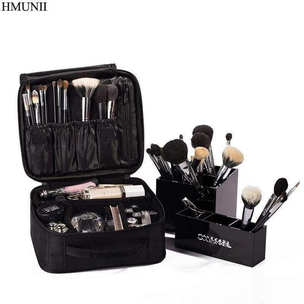 Planet Gates Black Women Cosmetic Bag High Quality Travel Cosmetic Organizer Zipper Portable Makeup Bag Designers Trunk Cosmetic Bags
