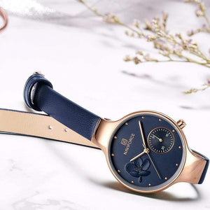 Women Fashion Blue Quartz Watch Lady Leather Watchband High Quality Casual Waterproof Wristwatch Gift for Wife - Planet Gates