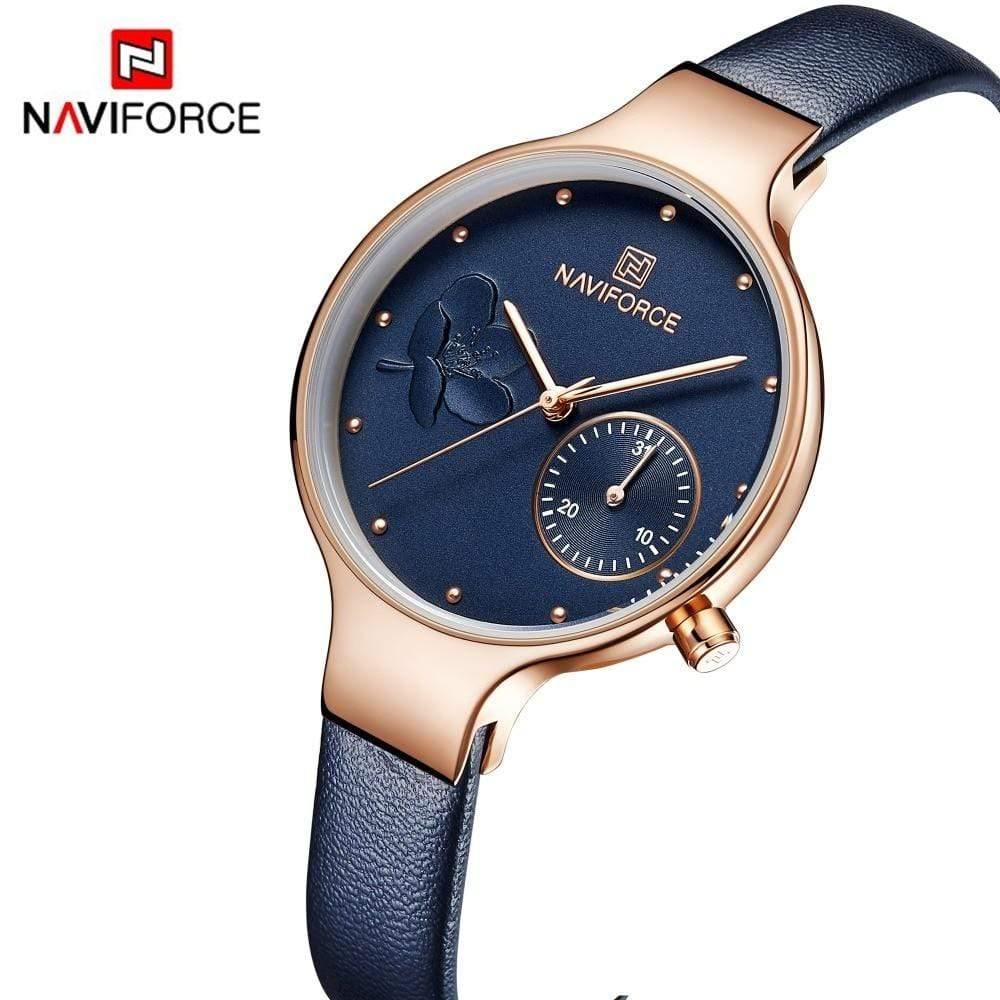 Planet Gates Black Women Fashion Blue Quartz Watch Lady Leather Watchband High Quality Casual Waterproof Wristwatch Gift for Wife