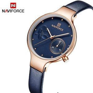 Planet Gates Black Women Fashion Blue Quartz Watch Lady Leather Watchband High Quality Casual Waterproof Wristwatch Gift for Wife