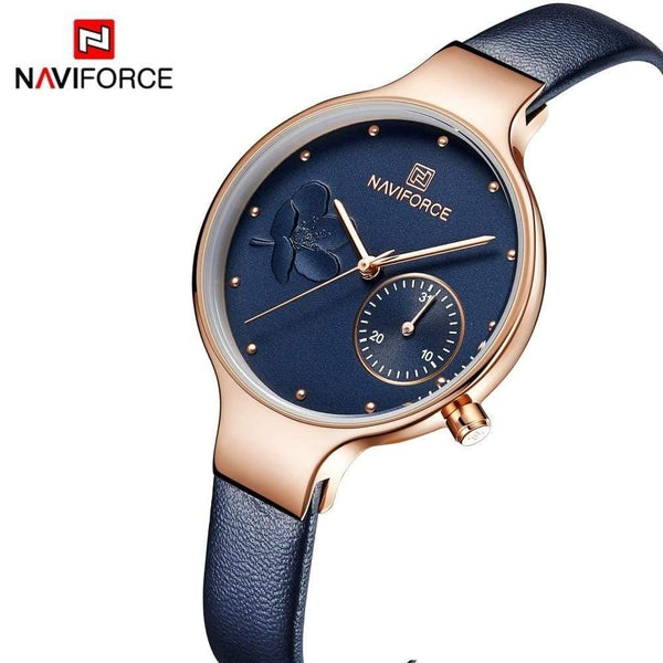 Planet Gates Black Women Fashion Blue Quartz Watch Lady Leather Watchband High Quality Casual Waterproof Wristwatch Gift for Wife