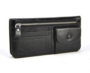Planet Gates Black Women Genuine Real Leather Long Wallet Vintage Credit Card Holder Retro Zip Coin Bag Fashion Clutch ID Photo Window Purse