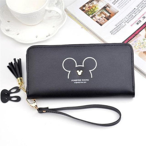 Planet Gates Black Women Leather Wallet Female Long Portable Multifunction Solid Purse Women Phone Cion Card Holders Ladies Clutch Carteras
