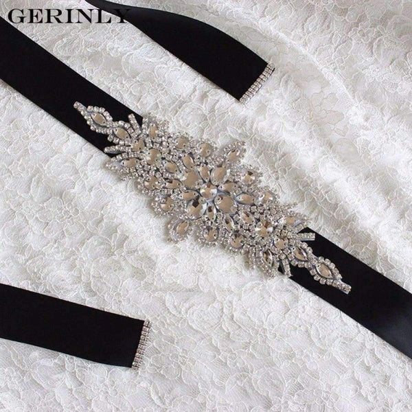 Planet Gates Black Women's Bridal Belts 6 Colors New Design Luxury Handmade Rhinestone Satin Ribbon Sash Brand Bride Bridesmaid Wedding Dress Belt