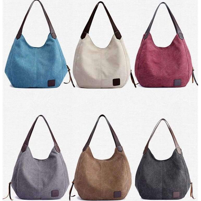 Planet Gates Black Women's Canvas Handbags High Quality Female Hobos Single Shoulder Bags Vintage Solid Multi-pocket Ladies Totes Bolsas