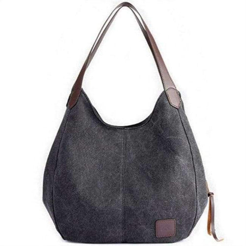 Planet Gates Black Women's Canvas Handbags High Quality Female Hobos Single Shoulder Bags Vintage Solid Multi-pocket Ladies Totes Bolsas