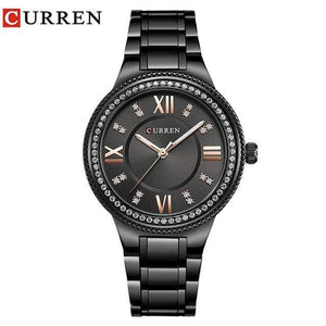 Planet Gates black Women's Casual Watches Waterproof Wristwatch Women Fashion Dress Rhinestone Stainless Steel Ladies Clock