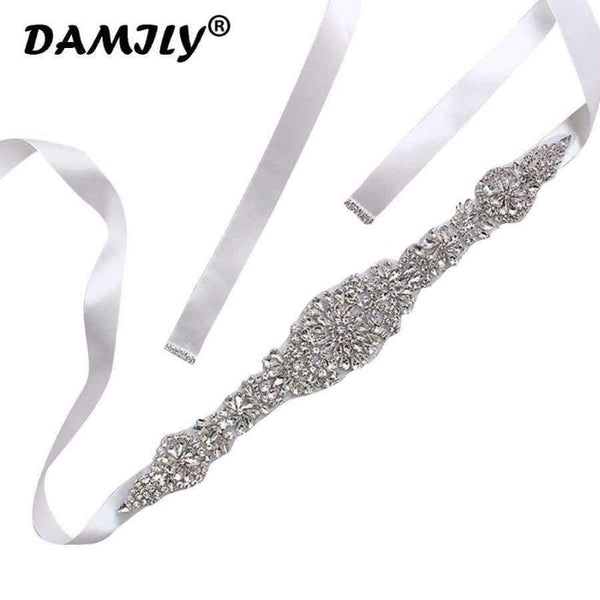 Planet Gates Black Women's Crystal Wedding Belts Luxury Rhinestone Wedding Dress Belt Bridal Wedding Accessories Satin Ribbon Sash Belt Waistband