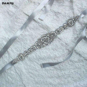 Planet Gates Black Women's Crystal Wedding Belts Luxury Rhinestone Wedding Dress Belt Bridal Wedding Accessories Satin Ribbon Sash Belt Waistband
