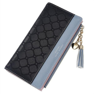 Planet Gates black Women's Wallet Ladies Leather PU Purses Hasp Clutch Long Zipper Phone Holder  Female Wallets Tassel Coin Pocket Card Money