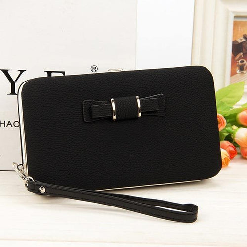 Planet Gates black Women's Wallet Snap Coin Purse Phone Bag Bow Multi-card Bit Card Holder Purse Women Luxury  Billetera Mujer