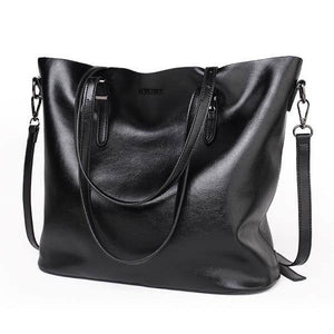 Planet Gates black Women Shoulder Bag Fashion Women Handbags Oil Wax Leather Large Capacity Tote Bag Casual Pu Leather women Messenger bag