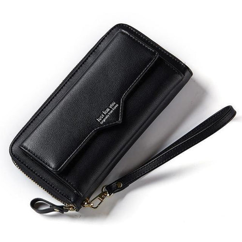 Planet Gates Black Women Wallet Clutch Cell Phone Pocket Card Holder Long Wallets Female Wristband Ladies Handbag Purse HOT