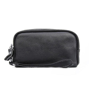 Planet Gates Black Women Wallet Genuine Leather 3 layers Zipper Wristlet Bag Big Capacity Lady Clutch Coin Purse Mobile phone bag black