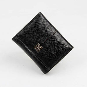 Planet Gates Black Women Wallet Genuine Leather Short Card Holder Coin Purse Ladies Leather Wallets Mini Small Wallet High Quality Fashion Wallet