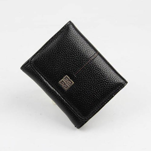 Planet Gates Black Women Wallet Genuine Leather Short Card Holder Coin Purse Ladies Leather Wallets Mini Small Wallet High Quality Fashion Wallet