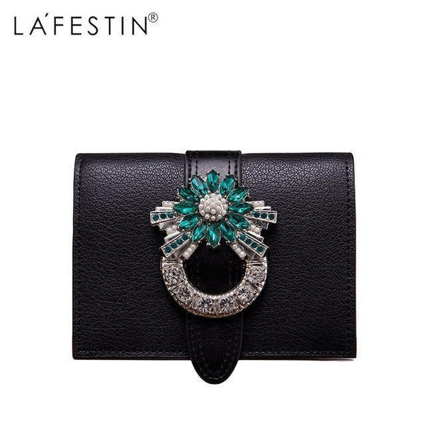 Planet Gates Black Women Wallet Luxury Designer Diamonds Short Purse Wallet Female Card Holder Purses Coin Wallets Carteira Feminina