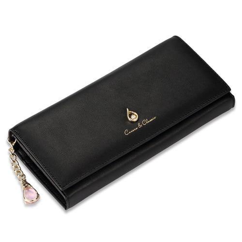 Planet Gates Black Women Wallet PU Magnetic Closure Women Wallets Long Wallets Clutch Purse Red Card Holder Coin Purse Clasps New
