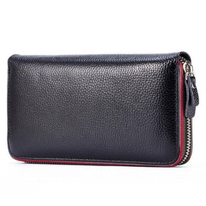 Planet Gates BLACK Women Wallet with Interior  Female Large Purse  Carteira Woman Genuine Leather Card Holder Money Bag Ladies Coin