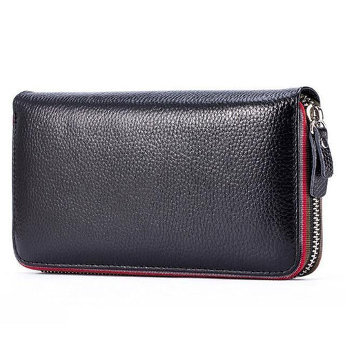 Planet Gates BLACK Women Wallet with Interior  Female Large Purse  Carteira Woman Genuine Leather Card Holder Money Bag Ladies Coin