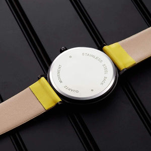 Planet Gates black Women Watch Creative Wristwatch Lady Clock Rotate Yellow Leather Band Wristwatches Clock Montres Femme Reloj Mujer
