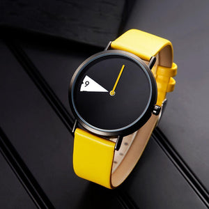 Planet Gates black Women Watch Creative Wristwatch Lady Clock Rotate Yellow Leather Band Wristwatches Clock Montres Femme Reloj Mujer