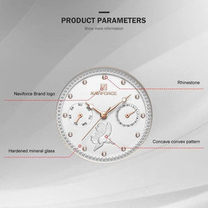 Planet Gates Black Women Watch Fashion Quartz Lady Leather Watchband Date Week Casual Waterproof Wristwatch Gift for Girl  New Blue