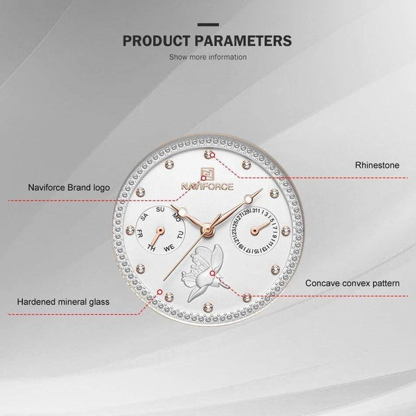 Planet Gates Black Women Watch Fashion Quartz Lady Leather Watchband Date Week Casual Waterproof Wristwatch Gift for Girl  New Blue