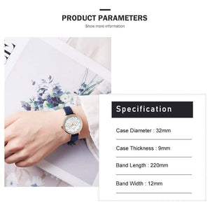 Planet Gates Black Women Watch Fashion Quartz Lady Leather Watchband Date Week Casual Waterproof Wristwatch Gift for Girl  New Blue