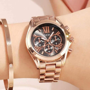 Planet Gates Black women watch Women Watches Fashion Quartz Female Clock Women's Watch Stainless Steel Strap Ladies Wristwatch Luxury Hour reloj