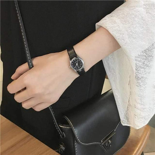 Planet Gates Black Women watches Korean version casual quartz woman clock BGG brand ladies retro wrist watches leather band
