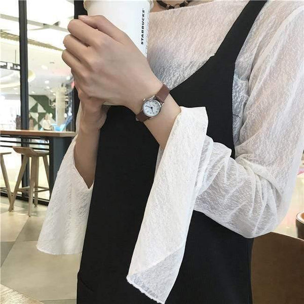 Planet Gates Black Women watches Korean version casual quartz woman clock BGG brand ladies retro wrist watches leather band