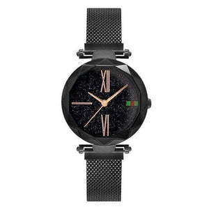 Planet Gates Black Women Watches Minimalism Starry sky Magnet Buckle Fashion Casual Female Wristwatch Waterproof Roman Numeral