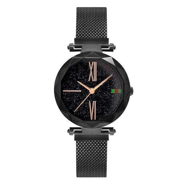 Planet Gates Black Women Watches Minimalism Starry sky Magnet Buckle Fashion Casual Female Wristwatch Waterproof Roman Numeral