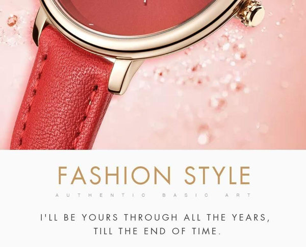 Planet Gates Black Women Watches Red Genuine Leather Strap Ladies Quartz Watch Women Waterproof Montre Femme