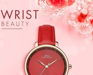 Women Watches Red Genuine Leather Strap Ladies Quartz Watch Women Waterproof Montre Femme - Planet Gates