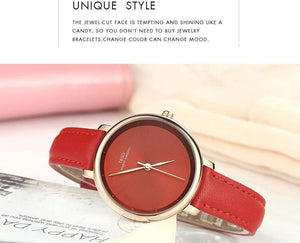 Planet Gates Black Women Watches Red Genuine Leather Strap Ladies Quartz Watch Women Waterproof Montre Femme