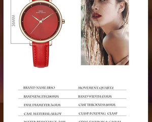 Planet Gates Black Women Watches Red Genuine Leather Strap Ladies Quartz Watch Women Waterproof Montre Femme