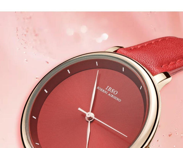 Planet Gates Black Women Watches Red Genuine Leather Strap Ladies Quartz Watch Women Waterproof Montre Femme