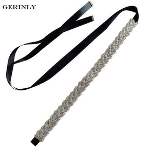 Planet Gates Black Womens Wedding Belt Luxury Handmade Dazzling Crystal Rhinestone Bridal Sash Satin Ribbon Bride Bridesmaid Dress Belts Cummerbund