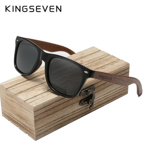 Planet Gates Black Wood box / China / Original Polarized KINGSEVEN New Black Walnut Sunglasses Wood Polarized Sunglasses Men's Glasses Handmade UV400 Protection Eyewear Retro Wooden Box