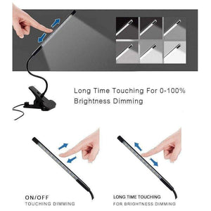 Planet Gates Black Woodpow USB Powered Clip Table Lamp Touch Dimmable Sensor Book Lights Laptop Keyboard Light For Study Reading Book Office Work