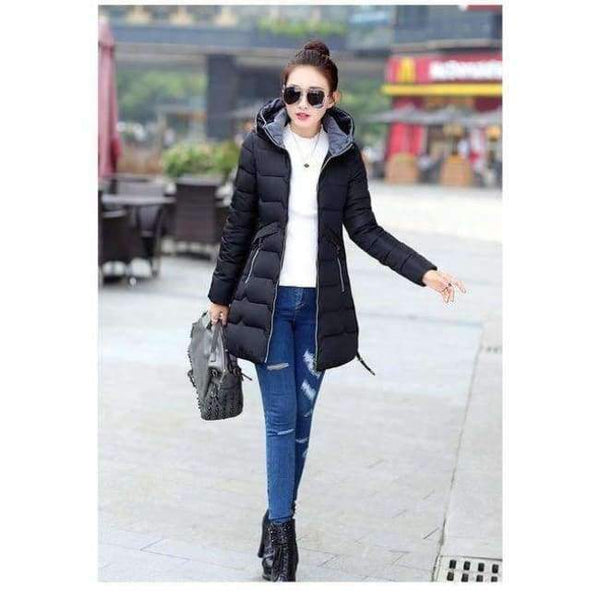 Planet Gates Black / XL 2018 Plus Size 6xl 7xl Cotton Coat Long Winter Jacket Parka Women Thick Slim Long Warm Hooded Padded Parkas Female