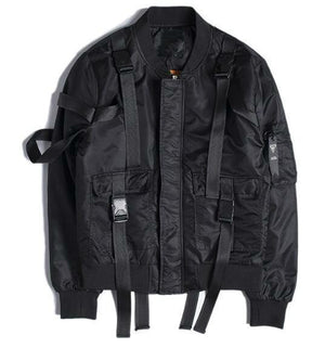 Planet Gates black / XL Adjustable Buckle Straps Bomber Jacket Mens Lightly Padded Aviator Jackets Four Colors Free Shipping