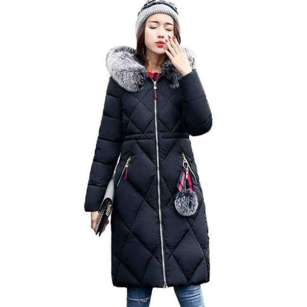 Planet Gates Black / XL / China Winter coat thickened parka women stitching slim long winter coat down cotton ladies down parka down jacket women