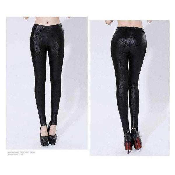 Planet Gates Black / XL Elastic women imitation leather stirrup leggings plus size XL-5XL package hip ladies pants slim stretch trousers ZB-D032