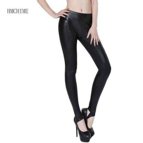 Planet Gates Black / XL Elastic women imitation leather stirrup leggings plus size XL-5XL package hip ladies pants slim stretch trousers ZB-D032