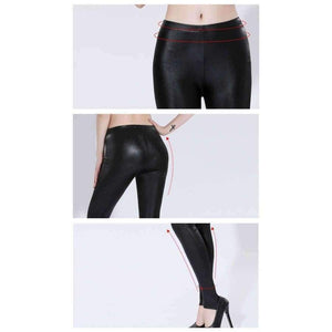 Planet Gates Black / XL Elastic women imitation leather stirrup leggings plus size XL-5XL package hip ladies pants slim stretch trousers ZB-D032