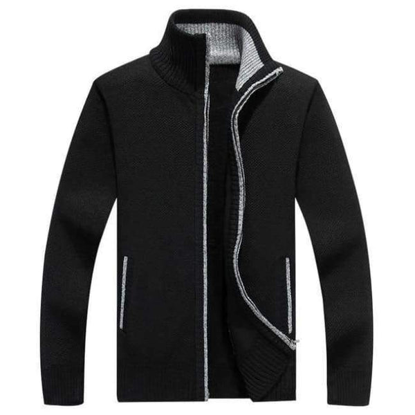 Planet Gates Black / XL New 4XL 5XL Mens Fleece Sweate Autumn Winter Warm Cashmere Slim Fat Wool Zipper Casual Sweater Men Knitted Coat AF1383