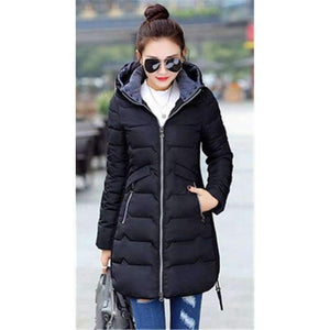 Planet Gates black / XL Winter Jacket Women Cotton Long Jacket Fashion 2017 Girls Padded Slim Plus Size Hooded Parkas Stand Collar Coat C423